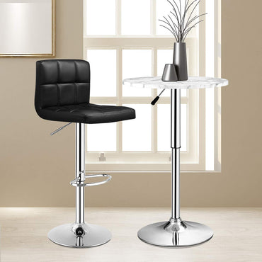Goflame Bar Stool, Modern Swivel Adjustable Armless Barstools, Square Counter Height PU Leather Bar Stools