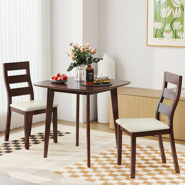 Goflame Wooden Square Kitchen Table and 2 Chairs with Padded Seat