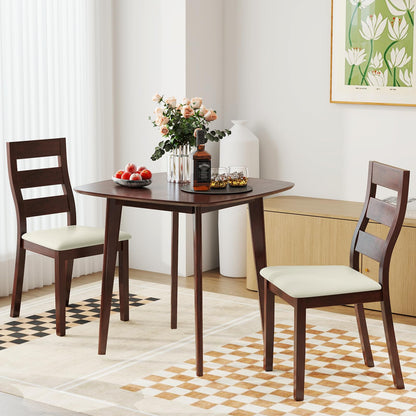Goflame Wooden Square Kitchen Table and 2 Chairs with Padded Seat