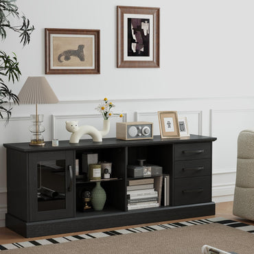 Goflame TV Stand for TVs up to 73”, Entertainment Center w/Cable Management Holes, Drawers