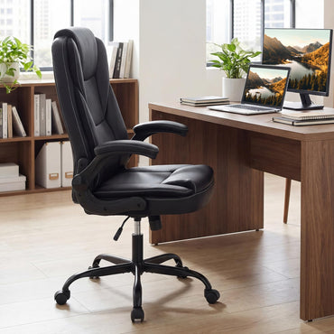 Goflame Leather Ergonomic Computer Desk Chair with Rocking Function & Adjustable Height