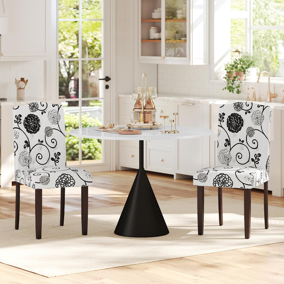 Goflame Upholstered Dining Chairs Set of 2/4 Button Tufted Fabric Upholstered Parson Chairs