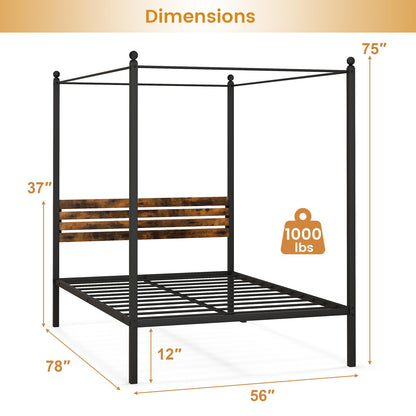 Goflame Queen/Full/Twin Size Metal Canopy Bed Frame
