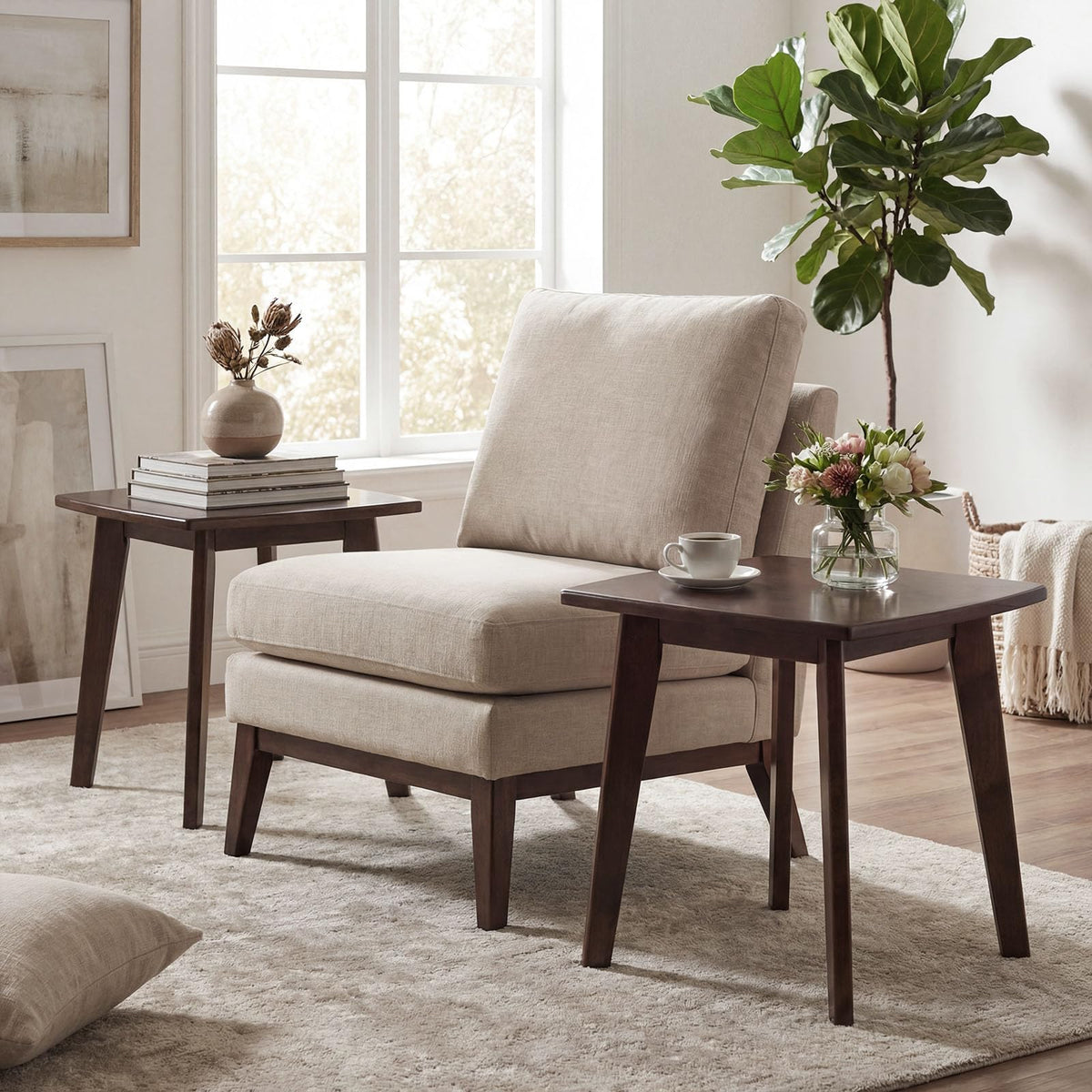 Goflame Modern Square Side Table Set of 1/2