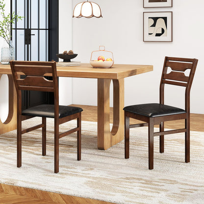 Goflame Wooden Dining Chairs Set of 2/4 PU Leather Upholstered Kitchen Armless Chair