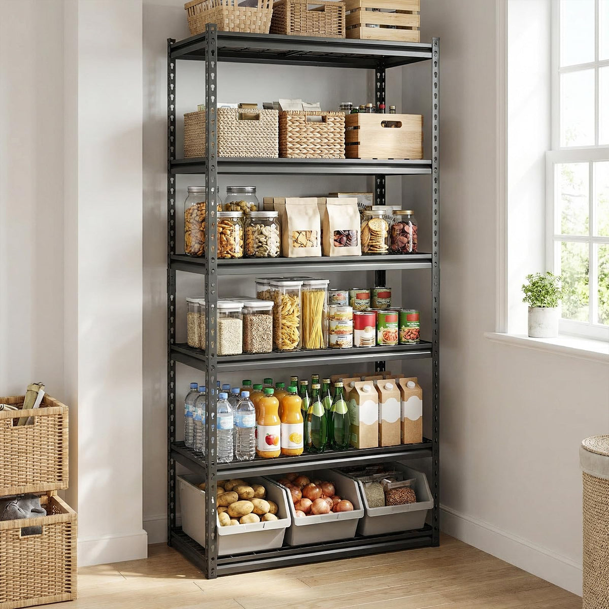 Goflame 5-Tier Metal Storage Shelves(1/2/3/4,36" L x 18" W x 72" H)