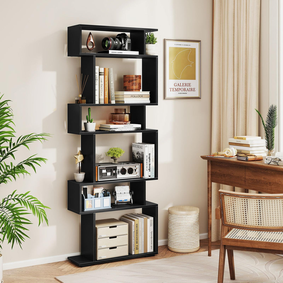 Goflame S Shaped Bookcase with 2 Anti Tipping Kits