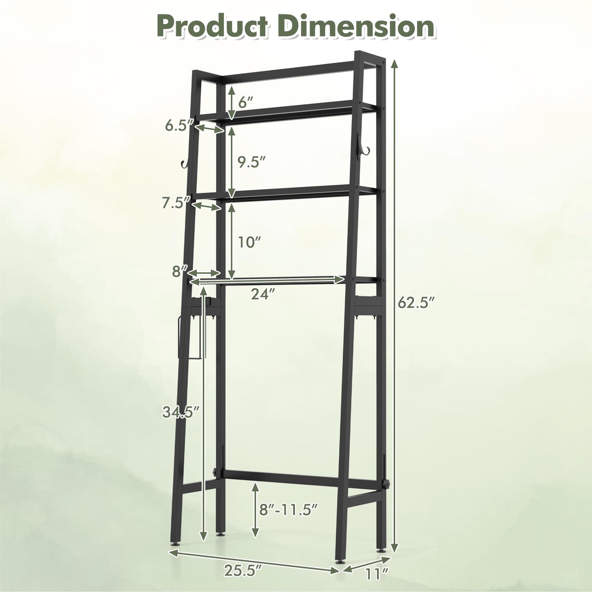 Goflame Over The Toilet Storage Shelf - 3-Tier Freestanding Above Toilet Rack