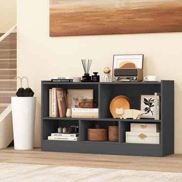 Goflame 5-Cube Bookcase, Freestanding 3-Tier Bookshelf with Spacious Top & Raised Base