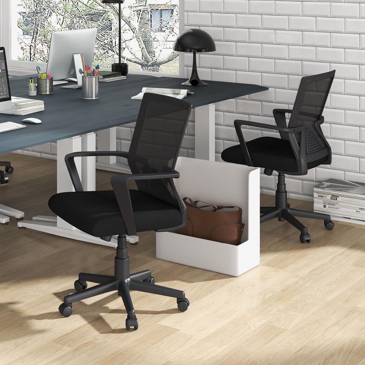 Goflame Office Desk Chair with Lumbar Support, Ergonomic Mesh Office Chair with Wheels and Armrests