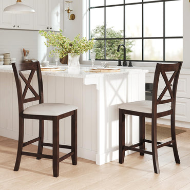 Goflame Farmhouse Counter Height Bar Stools with Footrest (2/4)