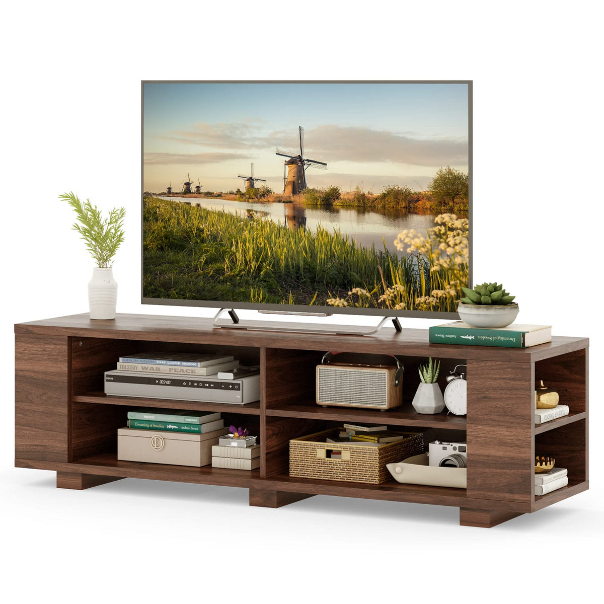 Goflame TV Stand Entertainment Center - Farmhouse Television Table up to 65 Inches TVs, 7 Colors