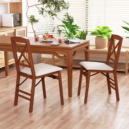 Goflame Folding Dining Chairs Set of 2/4, Modern Kitchen Chairs w/Padded Seat & Cross Backrest
