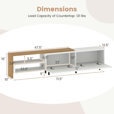 Goflame Modern TV Stand for 80 Inches TVs with Storage Shelves and Cabinets