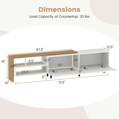 Goflame Modern TV Stand for 80 Inches TVs with Storage Shelves and Cabinets