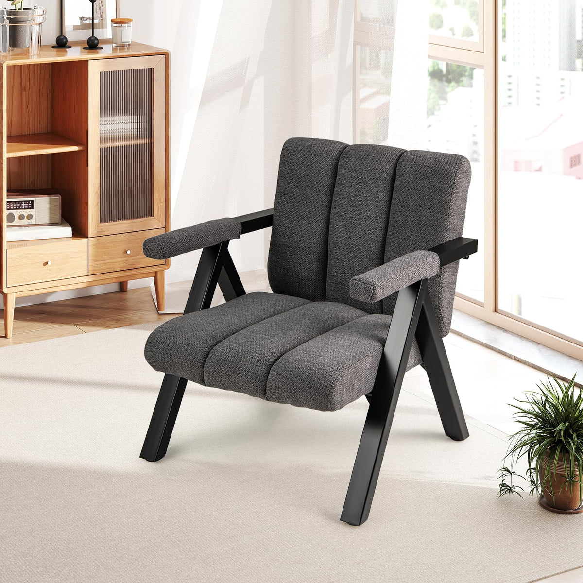 Goflame Mid-Century Modern Accent Chair with Deepened Seat