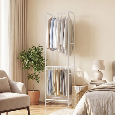 Goflame Heavy-Duty White Garment Rack with 6 Hanging Rods & 10 Pants Hangers
