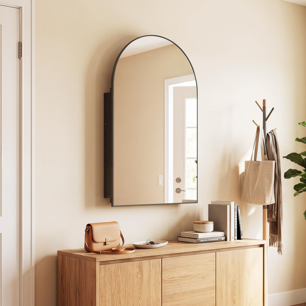 Goflame 34" x 22" Brushed Metal Wall-Mounted Medicine Cabinet for Bathroom