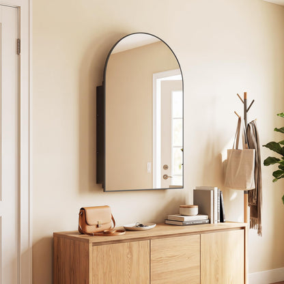 Goflame 34" x 22" Brushed Metal Wall-Mounted Medicine Cabinet for Bathroom