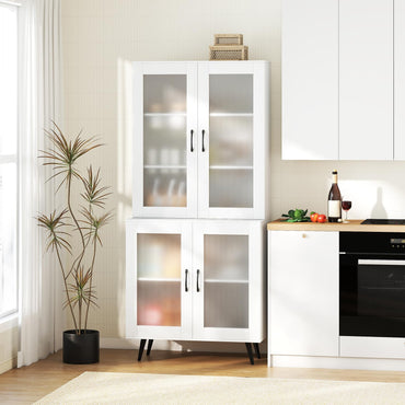 Goflame Kitchen Pantry Cabinet 70.5" Tall Cupboard with 4 Transparent Doors