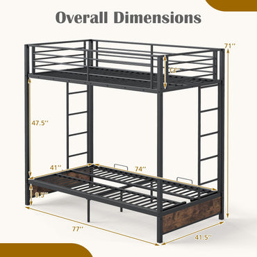 Goflame Twin Over Twin Futon Bunk Bed