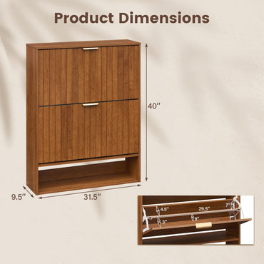 Goflame Shoe Storage Cabinet with 2 Flip Drawers