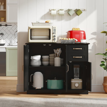 Goflame 40 Inch Modern Kitchen Sideboard Buffet Cabinet with 2 Drawers and Adjustable Shelf