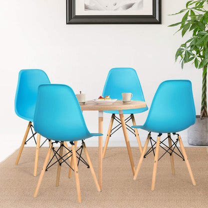 Goflame Dining DSW Chairs with Linen Cushion, Modern Mid Century Shell Chairs w/ Wood Legs