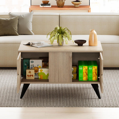 Goflame Farmhouse Accent Modern Coffee Table with Storage for Living Room Bedroom