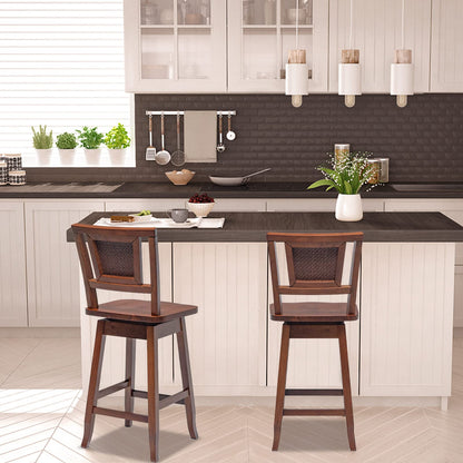 Goflame 24.5 Inch Counter Height Bar Stool with Rattan Back