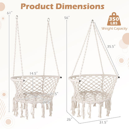Goflame Hammock Chair | Macrame Swing Chair with Tassels