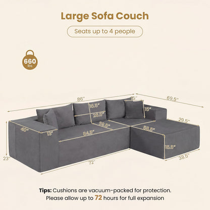 Goflame 110.5" Modular Sectional Sofa for Bedroom & Living