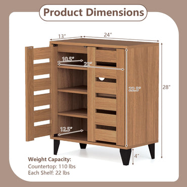 Goflame Shoe Cabinet with Louvered Doors