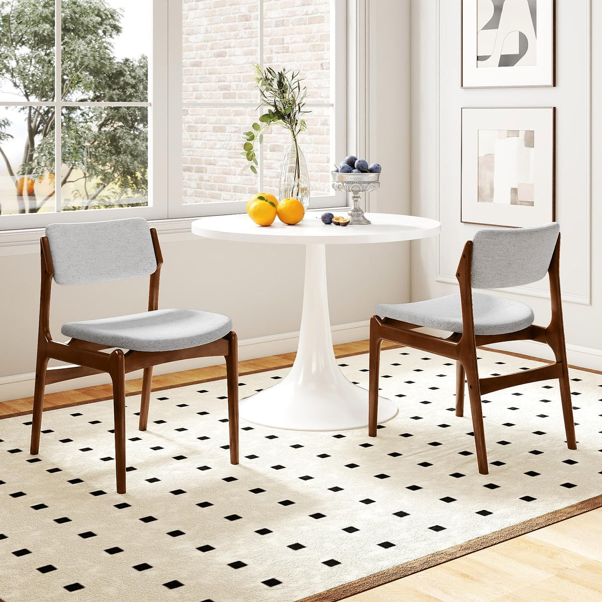 Goflame Modern Padded Dining Chairs with Rubber Wood Legs Set of 2/4