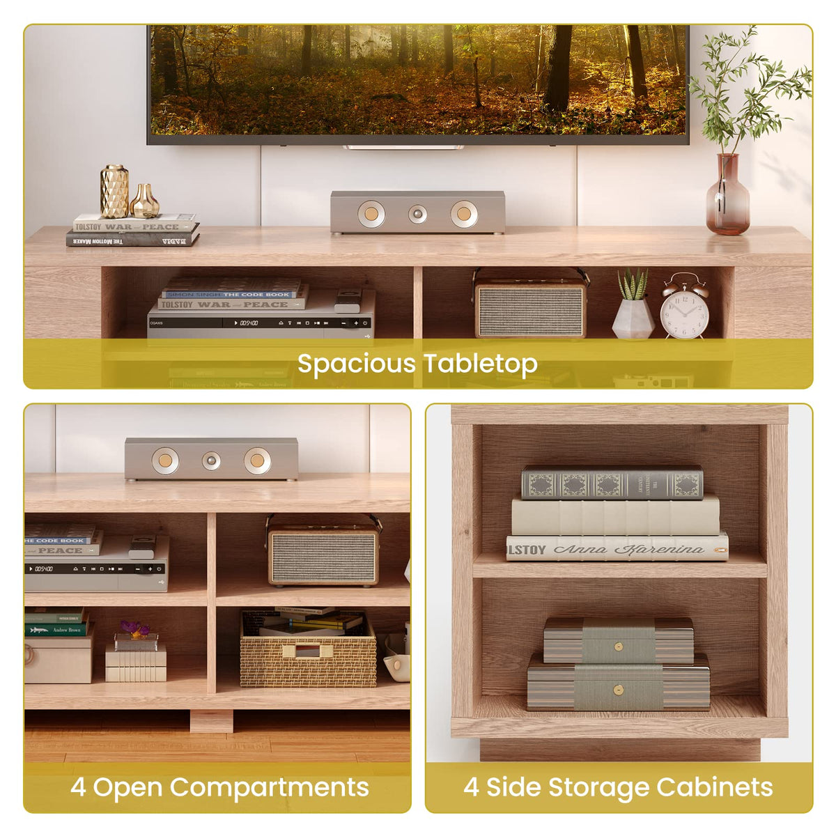 Goflame TV Stand Entertainment Center - Farmhouse Television Table up to 65 Inches TVs, 7 Colors