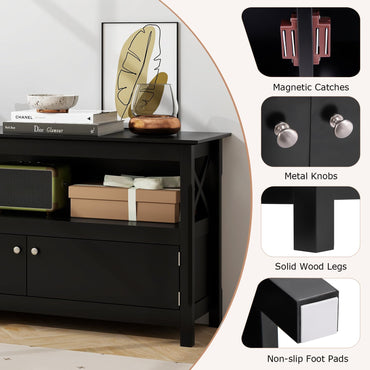 Goflame TV Stand with Power Outlet for TVs up to 50 Inch, Entertainment Center with 2-Door Cabinet