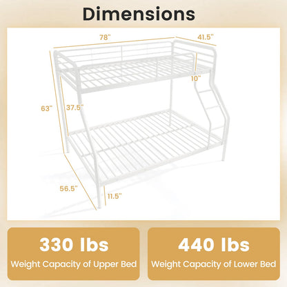 Goflame Metal Bunk Beds Twin Over Full Size, Heavy Duty Bunk Bed for Teens Adults with Ladder & Guardrails