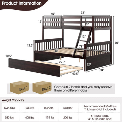 Twin Over Full Bunk Bed with Trundle - Goflame
