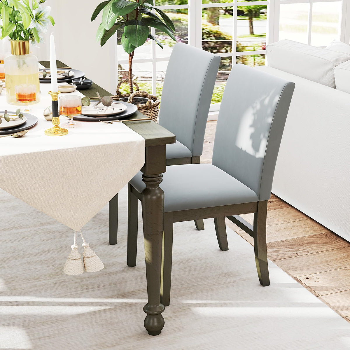 Goflame Upholstered Dining Chairs Set for Restaurant
