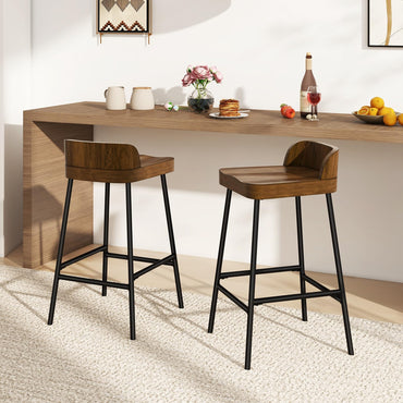 Goflame 24.5'' Bar Stool, Counter Height Bar Stools with Low Back & Footrest
