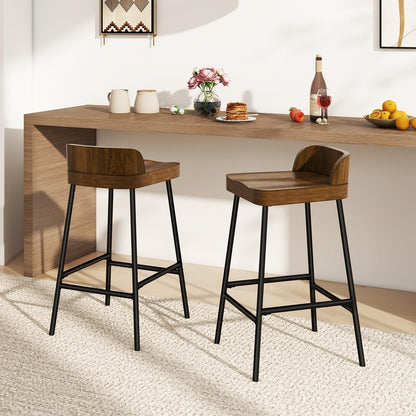 Goflame 24.5'' Bar Stool, Counter Height Bar Stools with Low Back & Footrest