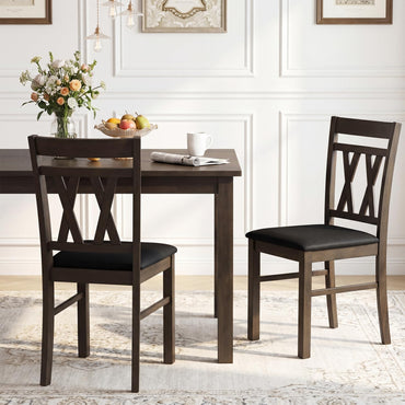 Goflame Wood Dining Chairs Set of 2/4 Linen Style Upholstered Kitchen Chairs with Dual X-Shaped Back