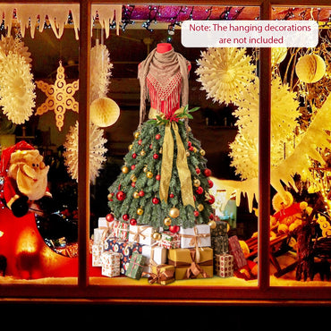 Goflame 5ft Pre-Lit Dress Form Christmas Tree with Female Mannequin Torso & Scarf