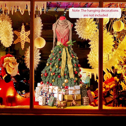 Goflame 5ft Pre-Lit Dress Form Christmas Tree with Female Mannequin Torso & Scarf