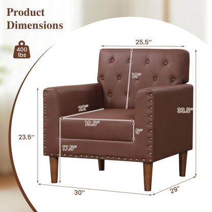 Goflame Mid Century Modern Accent Chair with Button Tufted Decoration and Rivets