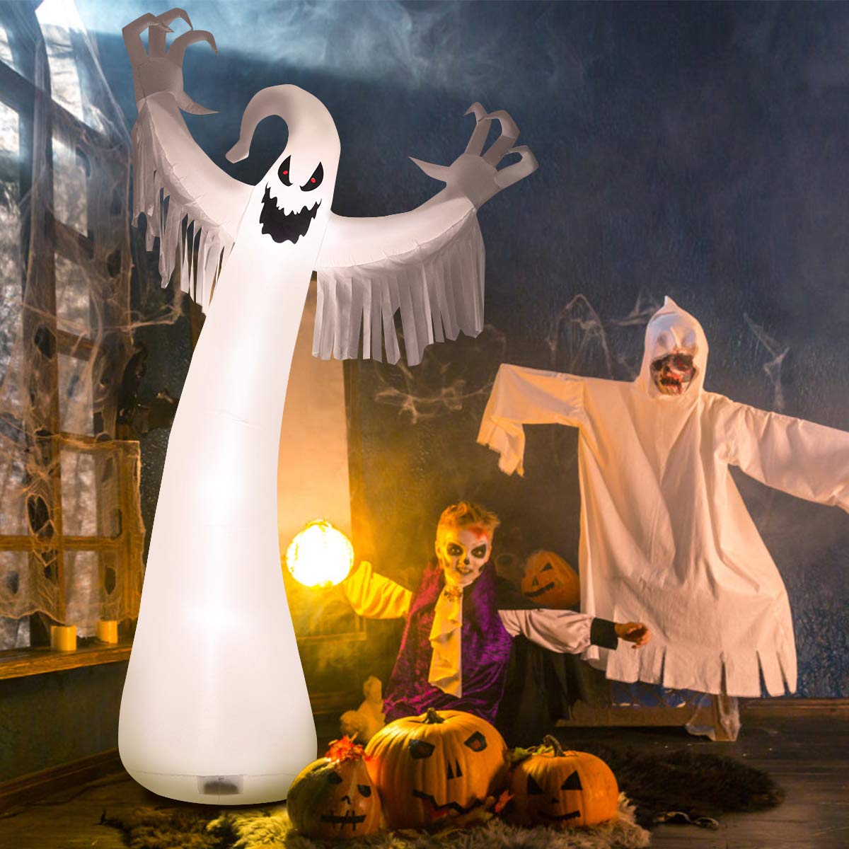 12FT Halloween Inflatable Ghost, Halloween Ghost Decoration w/ Fast Inflation & Deflation Design