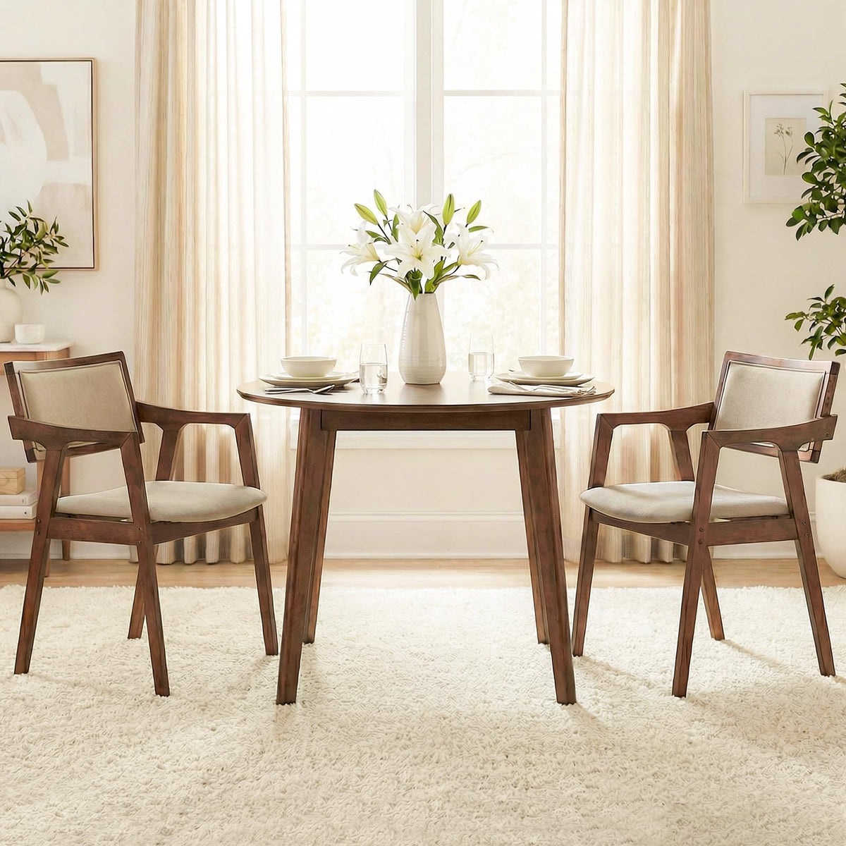 Goflame Rubber Wood Dining Chairs Set of 2/4