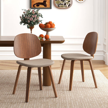 Goflame Wooden Dining Chairs Set of 2/4 Chenille Fabric Upholstered Kitchen Chair w/Bentwood Frame