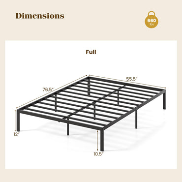 Goflame 12 Inch Metal Platform Bed Frame with Steel Slats Support