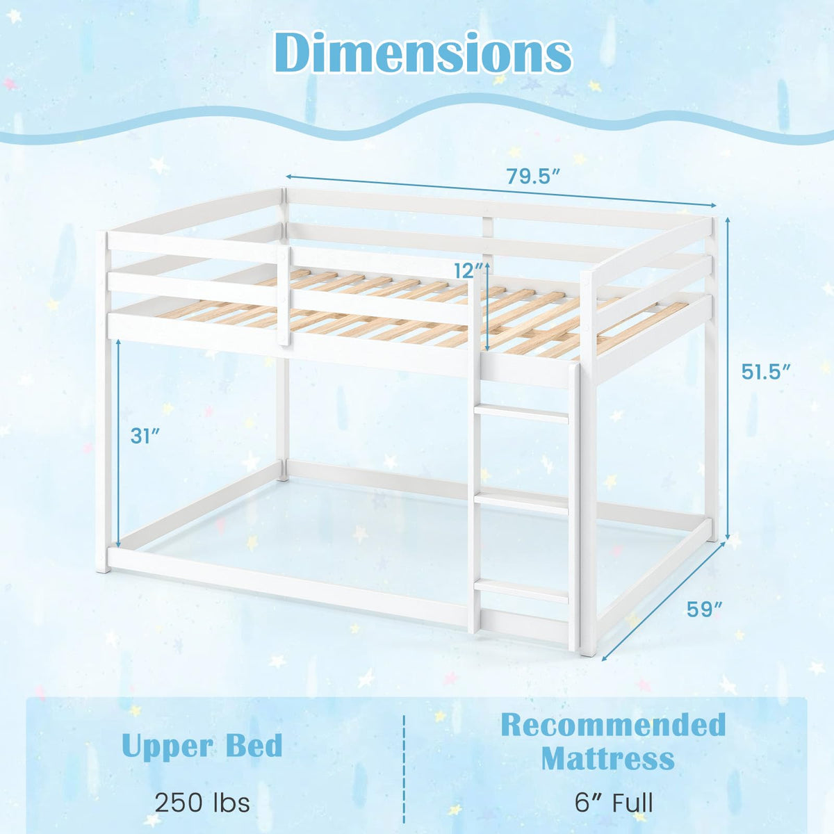 Goflame Full Over Full Bunk Bed with Full-Length Guardrails